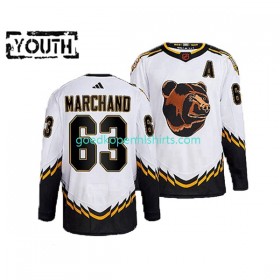 Boston Bruins Brad Marchand 63 Adidas 2022 Reverse Retro Wit Authentic Shirt - Kinderen